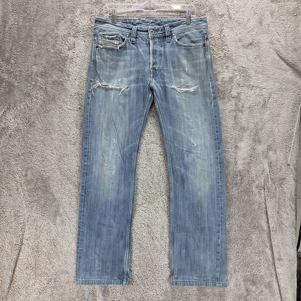 Diesel Jeans Mens 31x32 Blue Viker Regular Straight Made Italy Altered Hem 0R70N